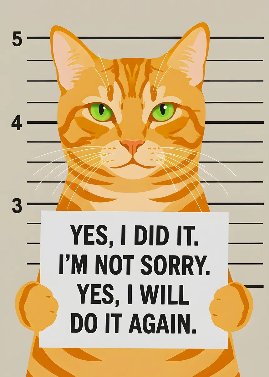 Funny Cat Mugshot metal poster artwork